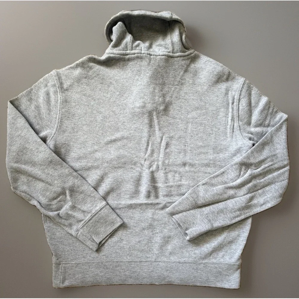 Polo Ralph Lauren V Neck Shawl Collar Pullover Shirt Gray Pony Logo Large JBHS